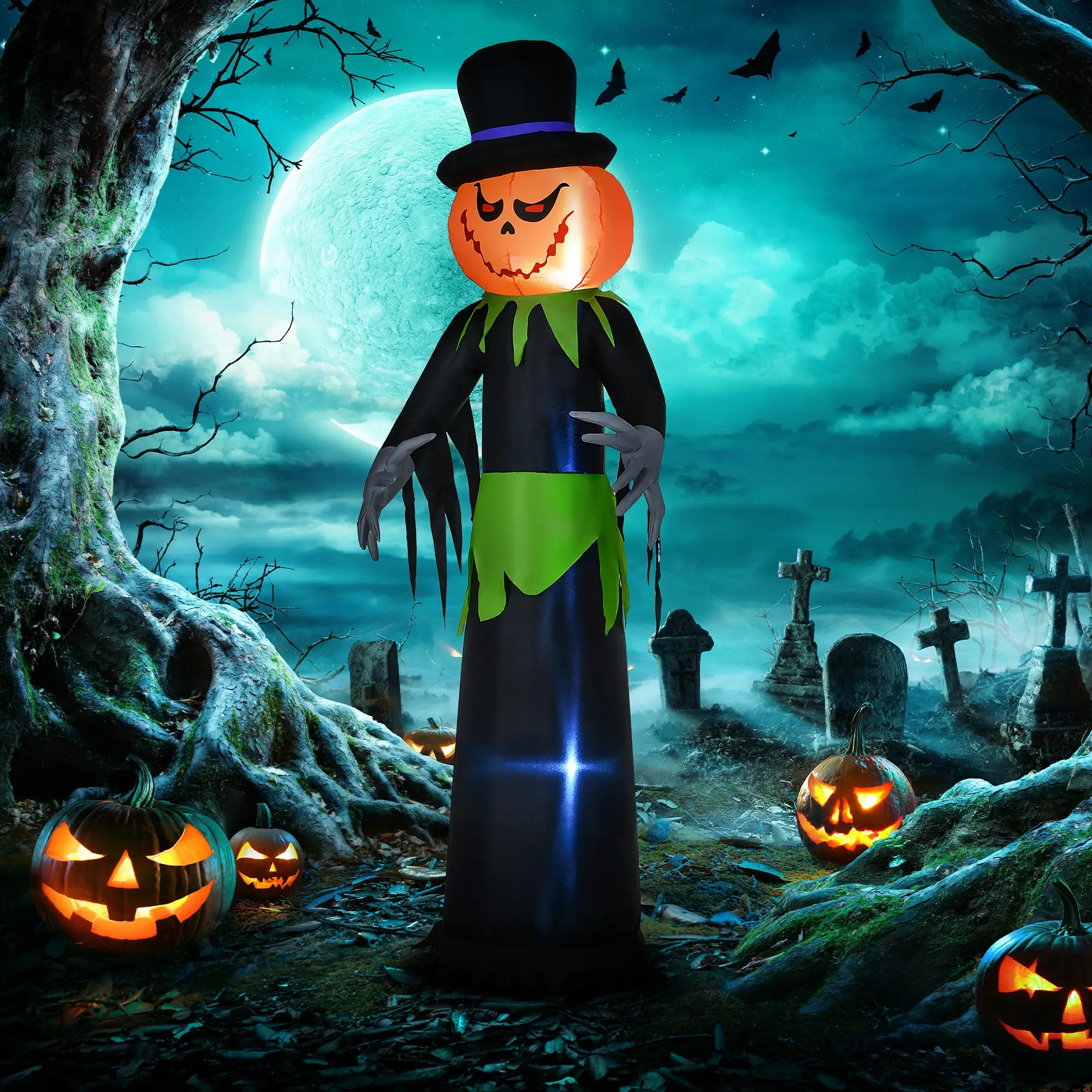 8ft Inflatable Pumpkin Head Ghost, Hat, LED Lights, Yard Decoration Halloween Decorations at Gallery Canada