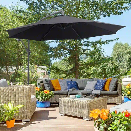 10' Deluxe Patio Umbrella, Outdoor Market Parasol, Black