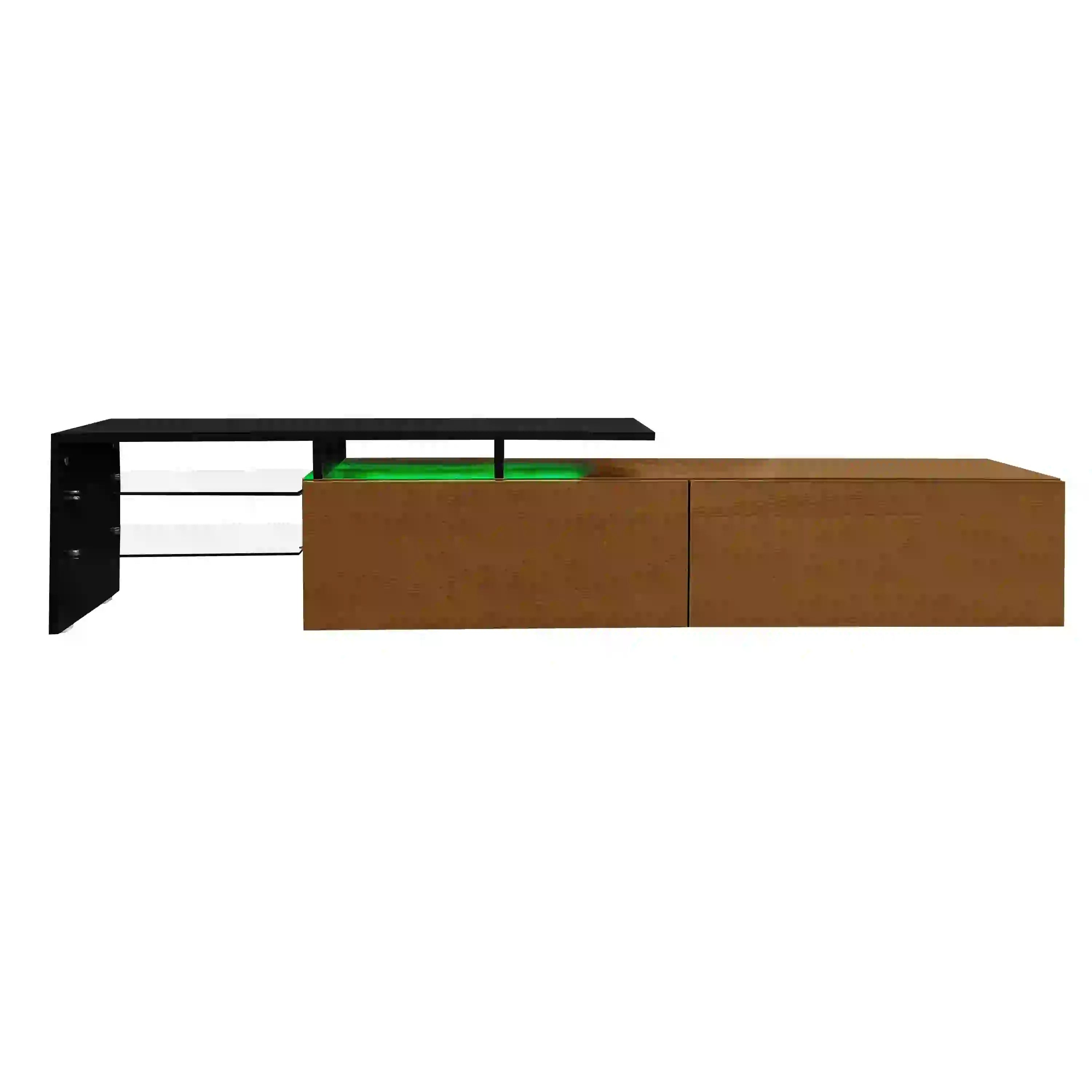 TV Stand With Glass Shelves, LED Lighting, 67