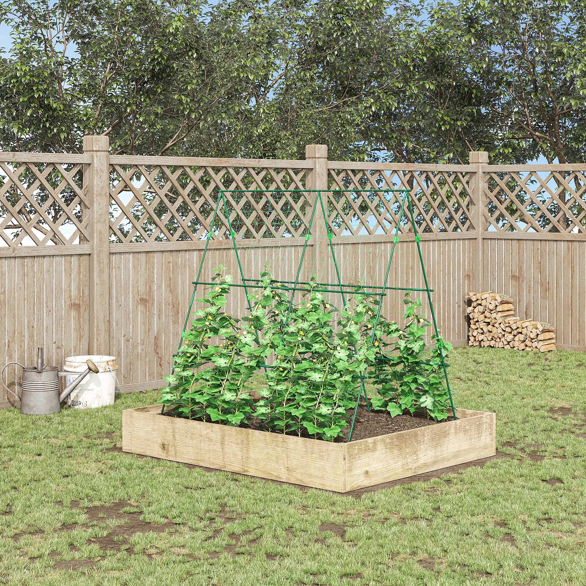Metal Cucumber Trellis With Netting, A Frame Tomato Support, Green Plant Stands at Gallery Canada