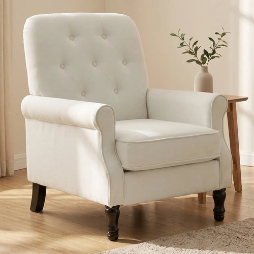 Accent Chair, Mid-Century Modern Armchair, Cream White