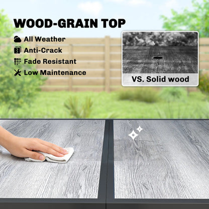 Outdoor Dining Table For 4-6, 59" Wood-Effect Top, Grey Patio Dining Tables at Gallery Canada