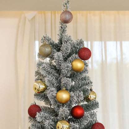 6ft Prelit Pencil Christmas Tree, Flocked, Dual Color LEDs, 429 Tips, Color Pre Lit Christmas Trees at Gallery Canada