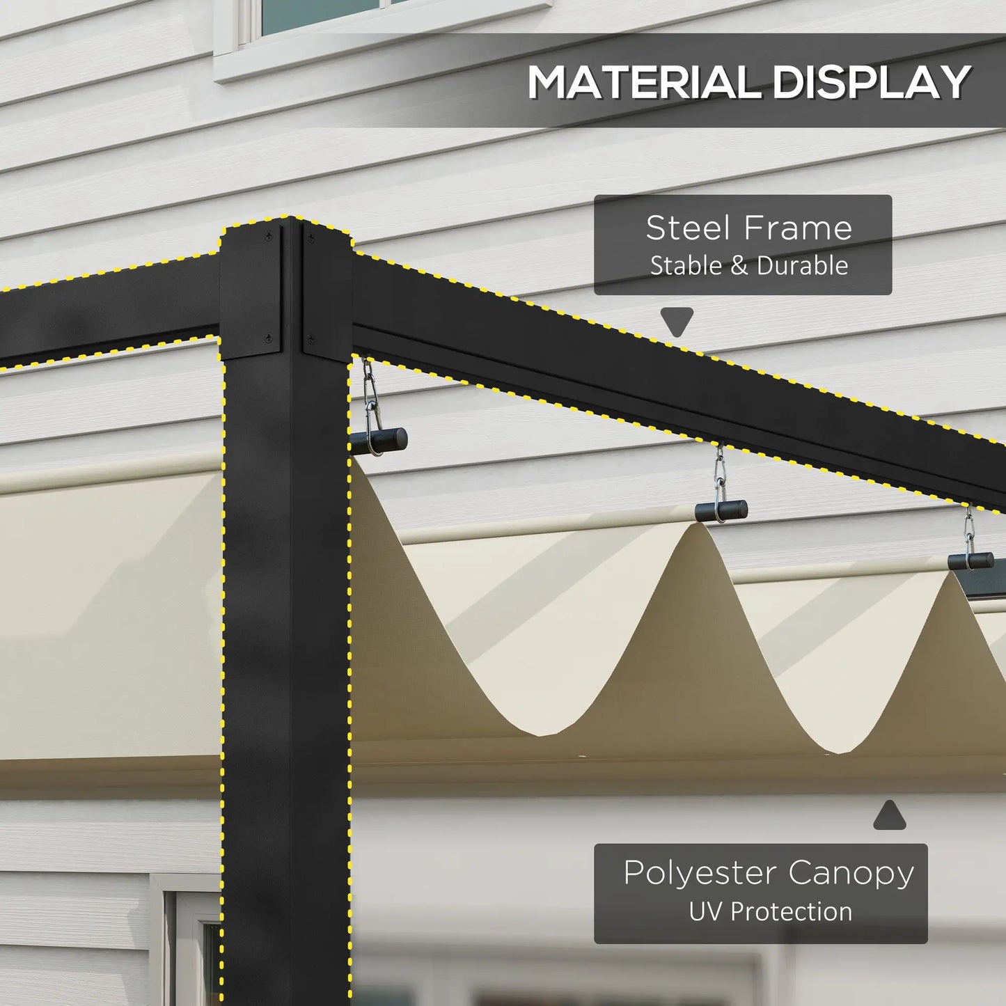10' x 7' Patio Pergola, Retractable Canopy, Outdoor Sun Shelter, Cream White Pergolas at Gallery Canada