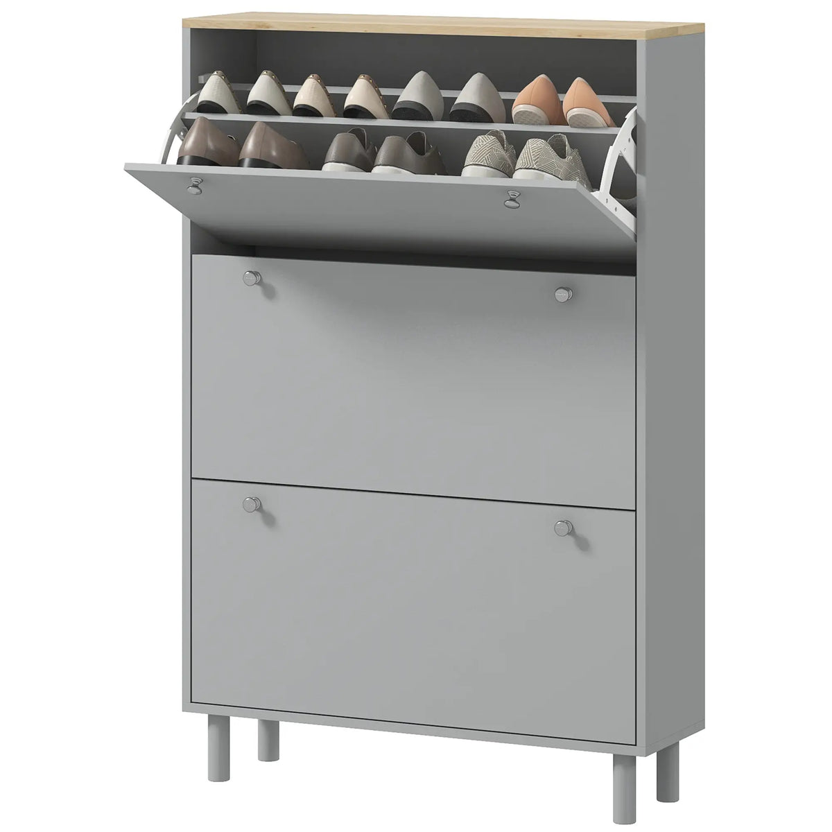 Shoe Storage, 3 Flip Drawers, Adjustable Shelves, 24 Pairs, Grey Shoe Storage Cabinets & Racks at Gallery Canada