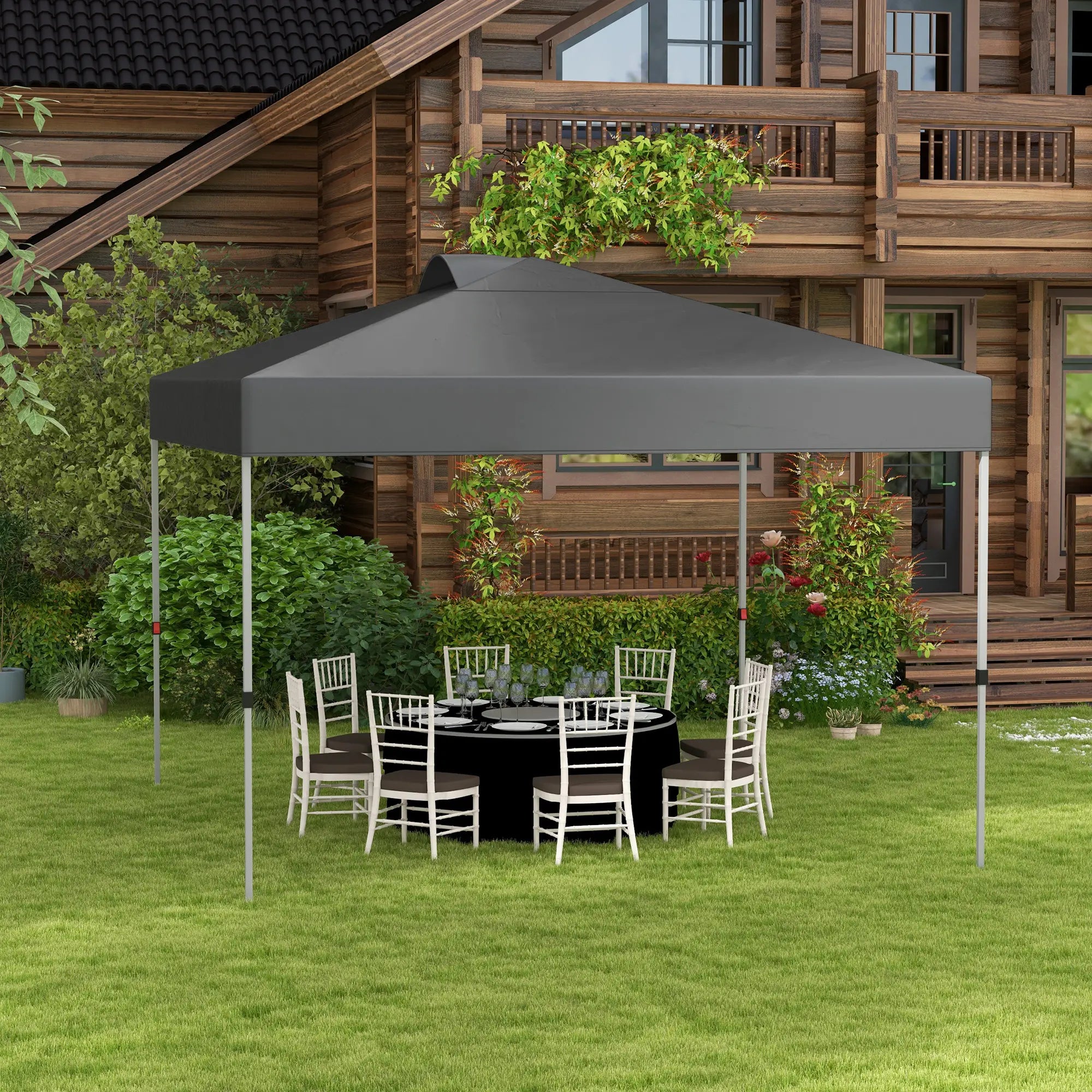 10' x 10' Pop Up Canopy Tent, Airy Top Vents, Wheeled Carry Bag, Dark Grey Pop Up Canopies at Gallery Canada