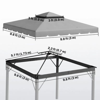 10' X 10' Gazebo Replacement Canopy Top, Double Vented Roof, Grey Gazebo Canopy Replacement at Gallery Canada