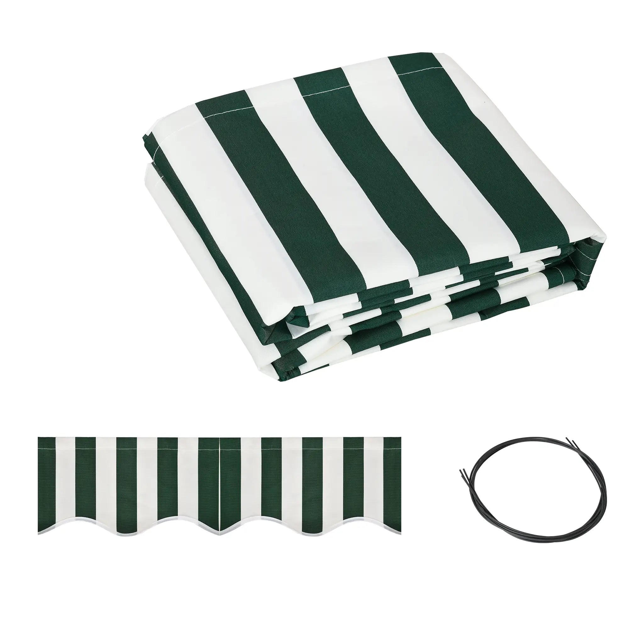 Retractable Awning Fabric Replacement, 10' x 8' Green White, Green Awning Fabric Replacement Green and White at Gallery Canada