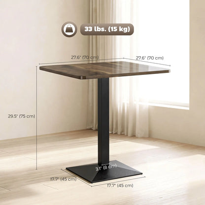 28" Square Dining Table, Walnut, Modern Steel Base, Space Saving Kitchen Table Dining Tables at Gallery Canada