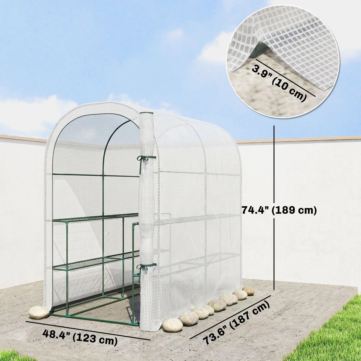 Walk-in Mini Greenhouse With Shelves, Portable Outdoor, 123 x 187 x 189 cm, White Greenhouses at Gallery Canada