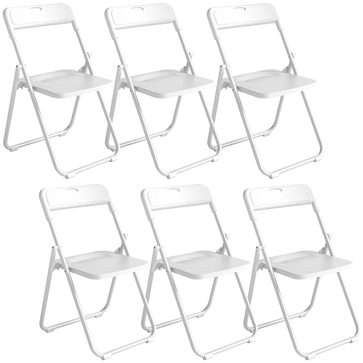 Folding Chairs 6 Pack, Plastic with Steel Frame, White Dining Chairs White at Gallery Canada