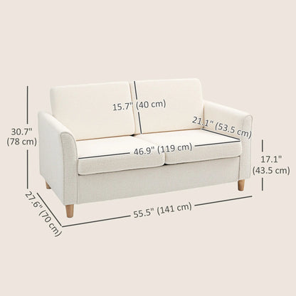 2-Seat Sofa with Armrests, Wood Legs, 2-Seater, Cream White 2-Seater Sofas at Gallery Canada