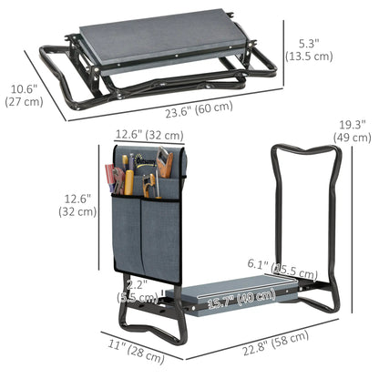 Foldable Garden Kneeler Seat, Thick EVA Foam Pad, Tool Pouch, Grey Garden Accessories at Gallery Canada