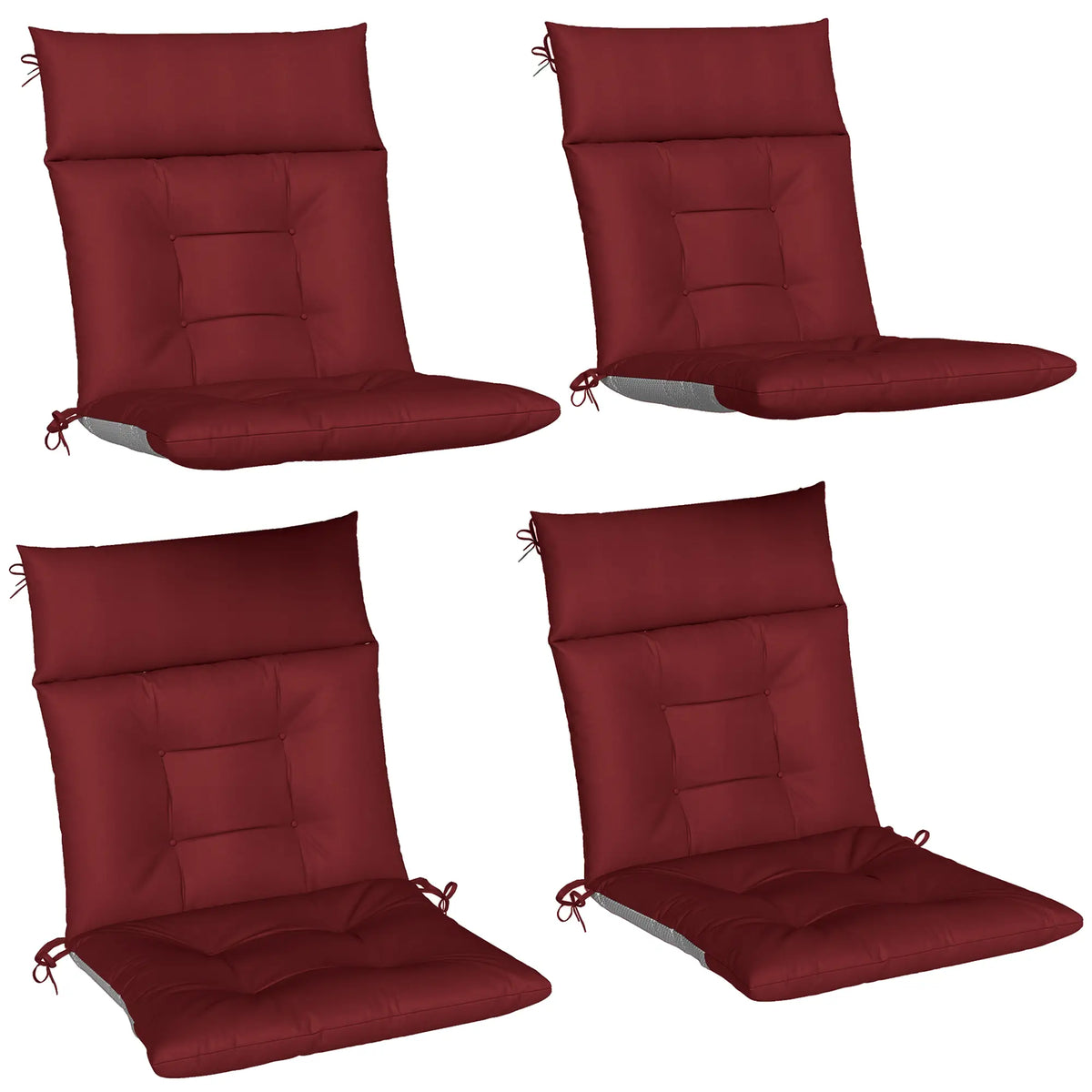 Waterproof Non-Slip Patio Chair Cushions, Set of 4, 44"x21", Wine Red Patio Chair Cushions at Gallery Canada