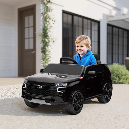 Chevrolet Tahoe Kids Ride on Car, 12V 7AH, Remote Control, 3 Speeds, Black Electric Toy Cars at Gallery Canada