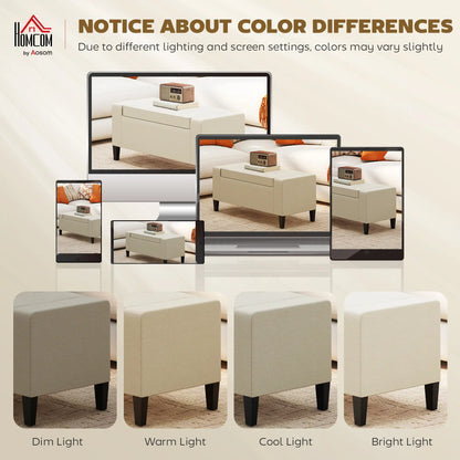 36In Storage Ottoman Bench, Wood Frame, Beige Storage Ottomans & Benches at Gallery Canada