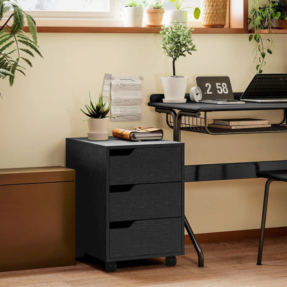 3 Drawer File Cabinet, Vertical with Wheels, Mobile Printer Stand, Black Office Cabinets & Cupboards at Gallery Canada