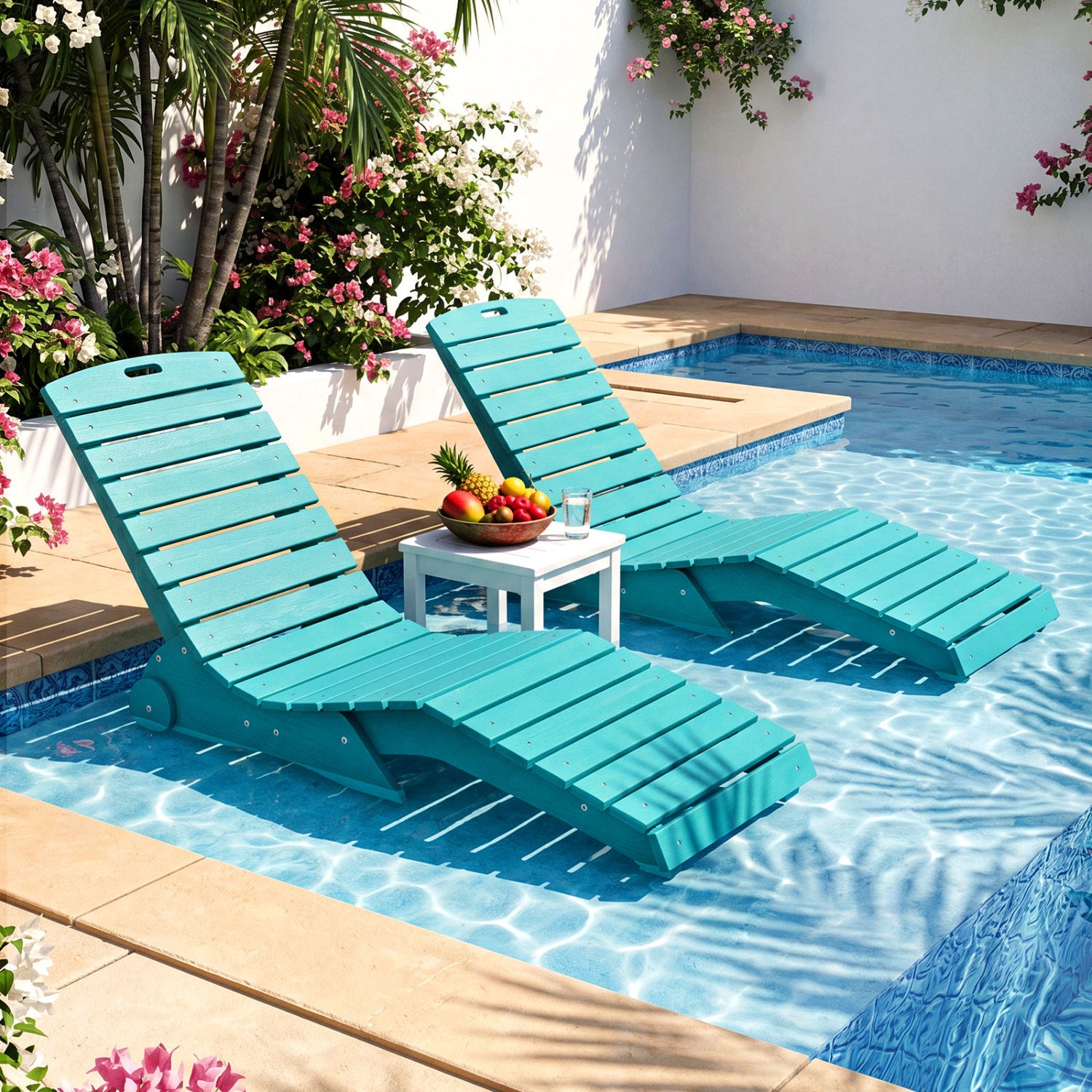 In-Pool Lounge Chair, Weighted Anti-Floating, 450 LBS, Turquoise Outdoor Chaise Lounges at Gallery Canada