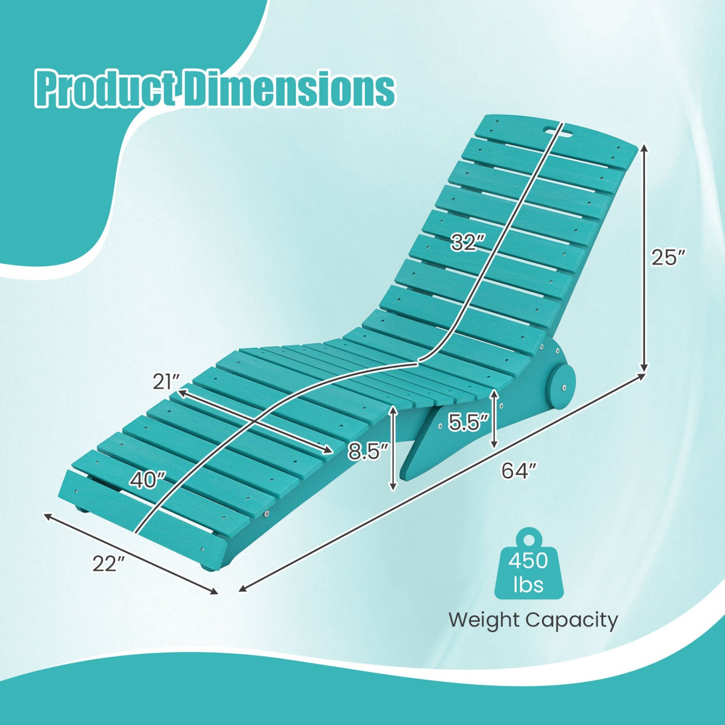 In-Pool Lounge Chair, Weighted Anti-Floating, 450 LBS, Turquoise Outdoor Chaise Lounges at Gallery Canada