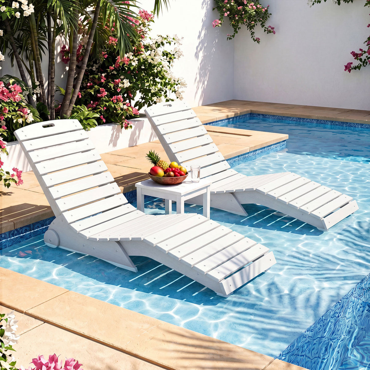 In-Pool Lounge Chair, 450 LBS for Baja Shelf, White Outdoor Chaise Lounges at Gallery Canada