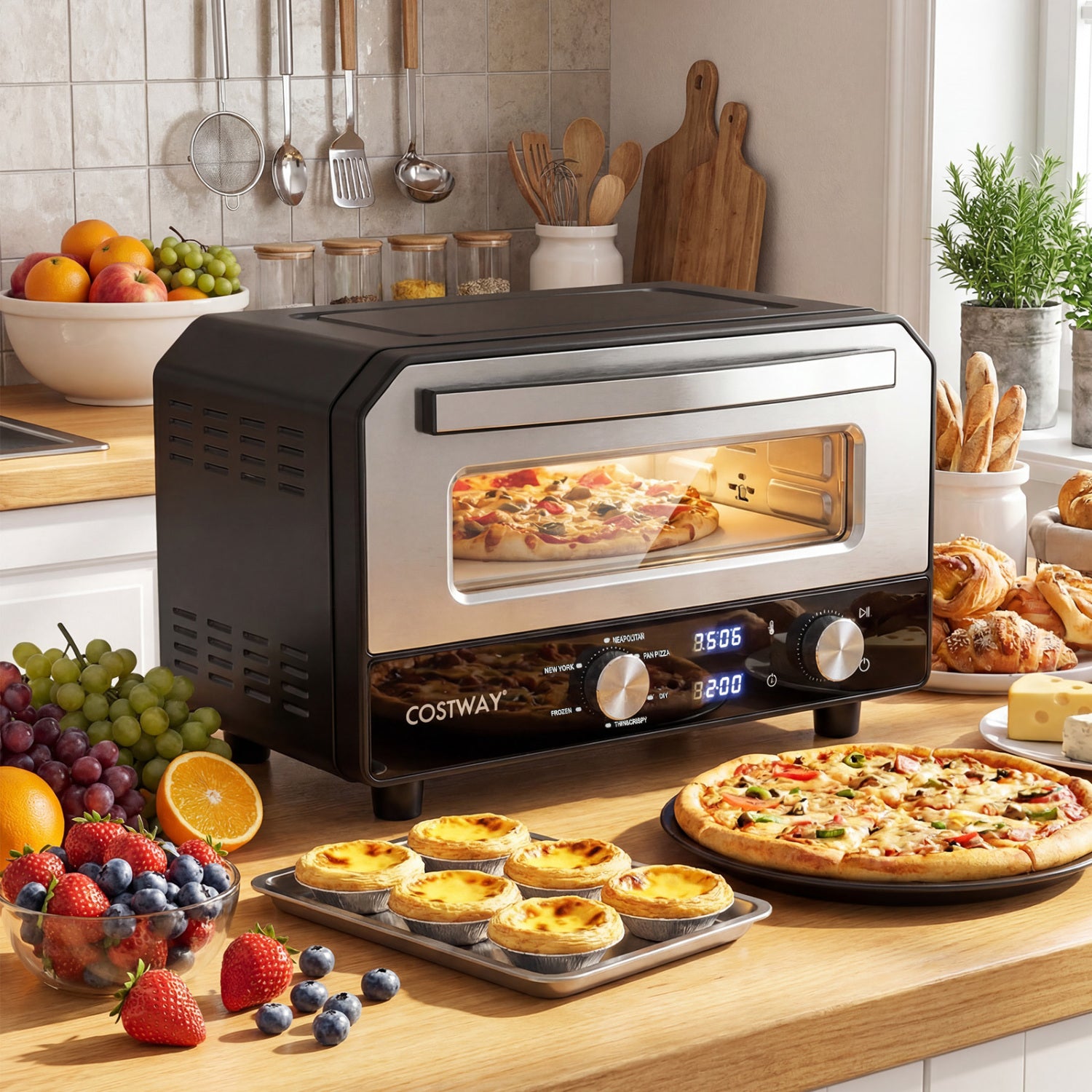Indoor Electric Pizza Oven Countertop Pizza Oven for 12 Inch Pizzas, Black Toaster Ovens at Gallery Canada