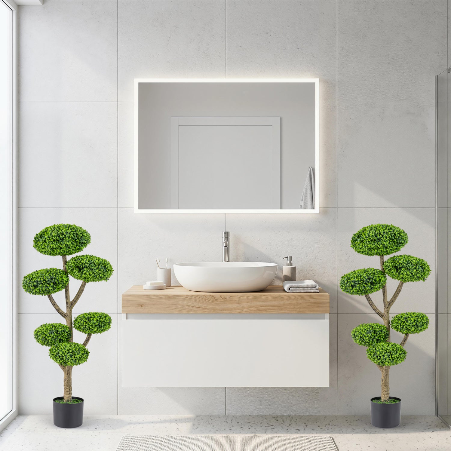 Indoor Outdoor 6 Balls Topiary Tree with Realistic Trunk and Weighted Cement-Filled Base Faux Plants at Gallery Canada