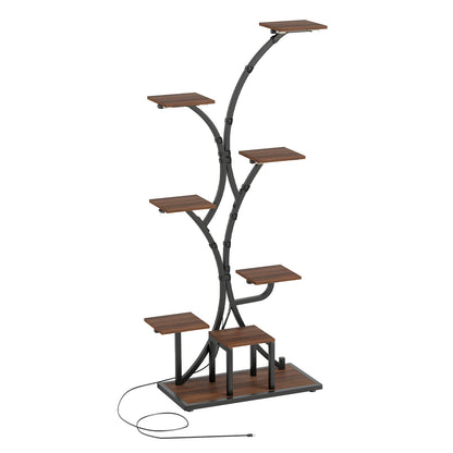 Indoor Plant Stand With Grow Lights, 58" Tall 8-Tier Corner Metal Shelf, Brown Plant Stands at Gallery Canada