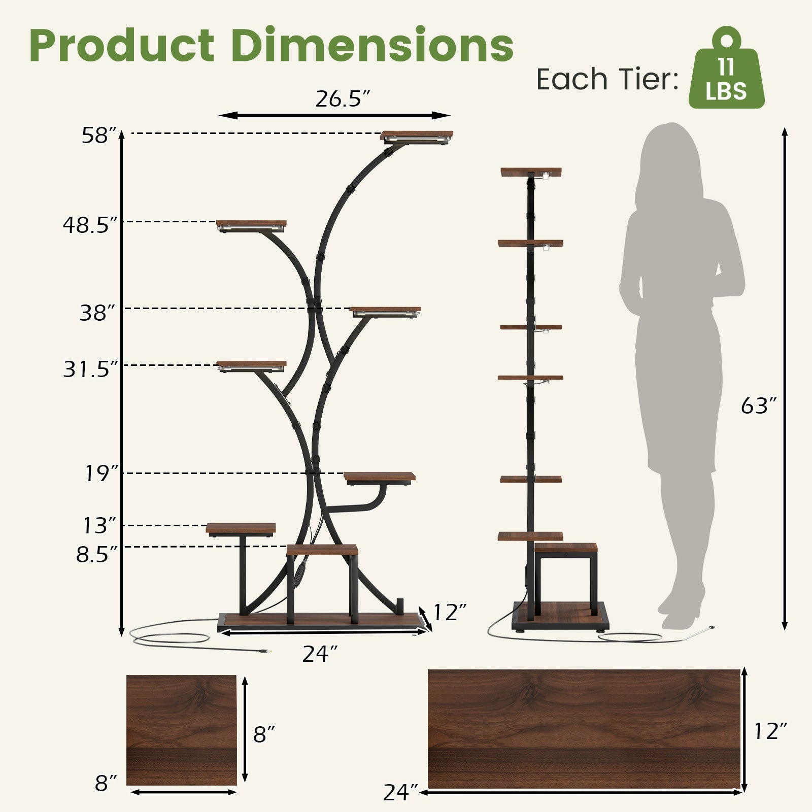 Indoor Plant Stand With Grow Lights, 58