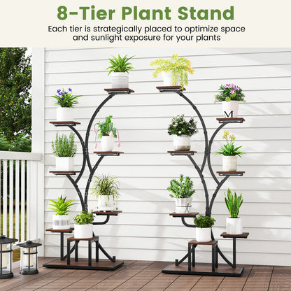 Indoor Plant Stand With Grow Lights, 58" Tall 8-Tier Corner Metal Shelf, Brown Plant Stands at Gallery Canada