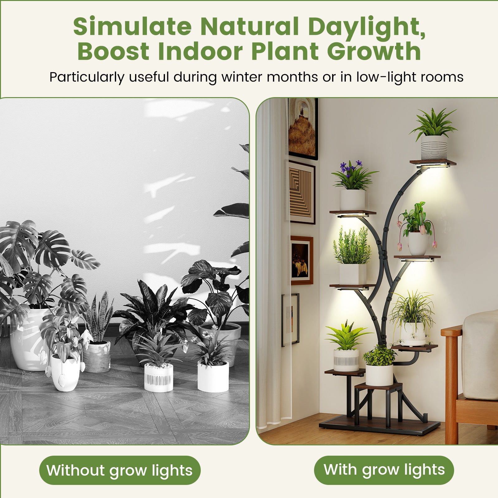 Indoor Plant Stand With Grow Lights, 58
