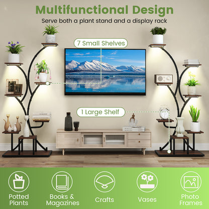 Indoor Plant Stand With Grow Lights, 58" Tall 8-Tier Corner Metal Shelf, Brown Plant Stands at Gallery Canada