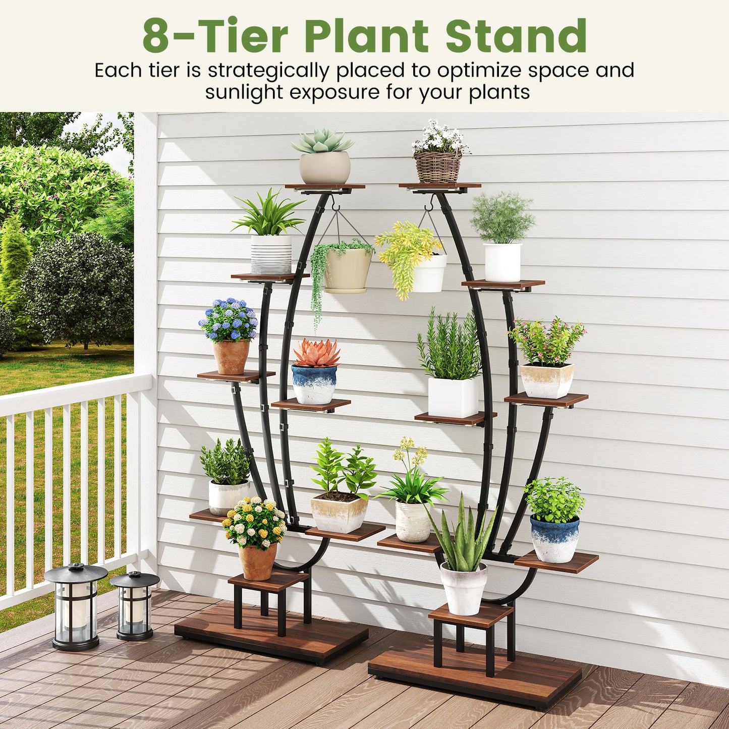 8-Tier Metal Plant Stand With Grow Lights, Set Of 2, Brown Plant Stands at Gallery Canada