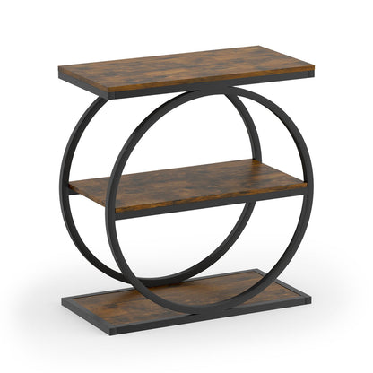 Faux Marble Side Table, Metal Frame Living Room, Rustic Brown End & Side Tables Rustic Brown at Gallery Canada