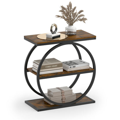 Faux Marble Side Table, Metal Frame Living Room, Rustic Brown End & Side Tables at Gallery Canada