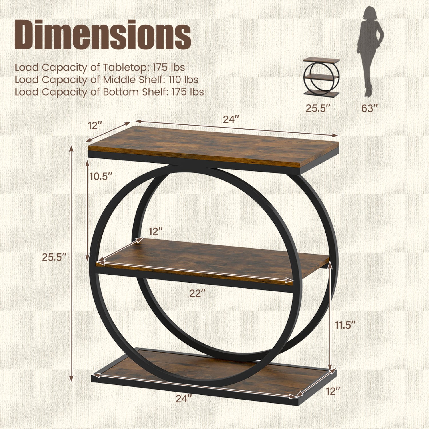Faux Marble Side Table, Metal Frame Living Room, Rustic Brown End & Side Tables at Gallery Canada