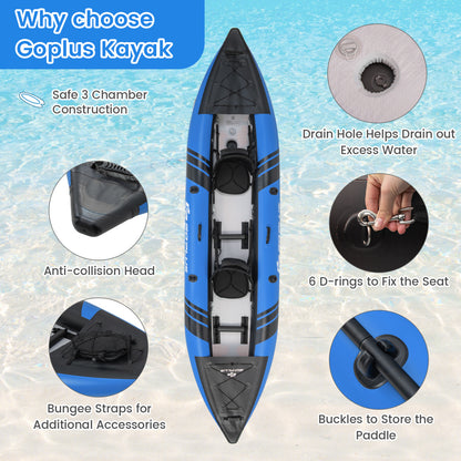 Inflatable 2-Person Kayak Set, With Aluminium Oars And Repair Kit, Blue Surfing at Gallery Canada