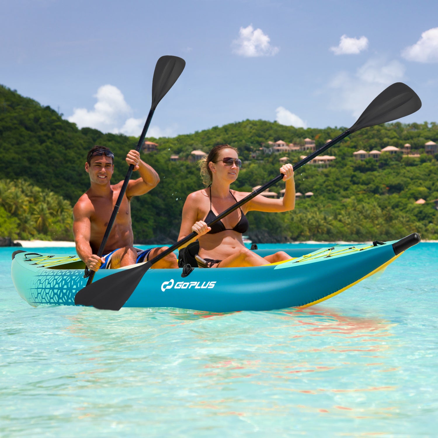 Inflatable 2-Person Kayak Set, With Aluminium Oars And Repair Kit, Green Surfing at Gallery Canada