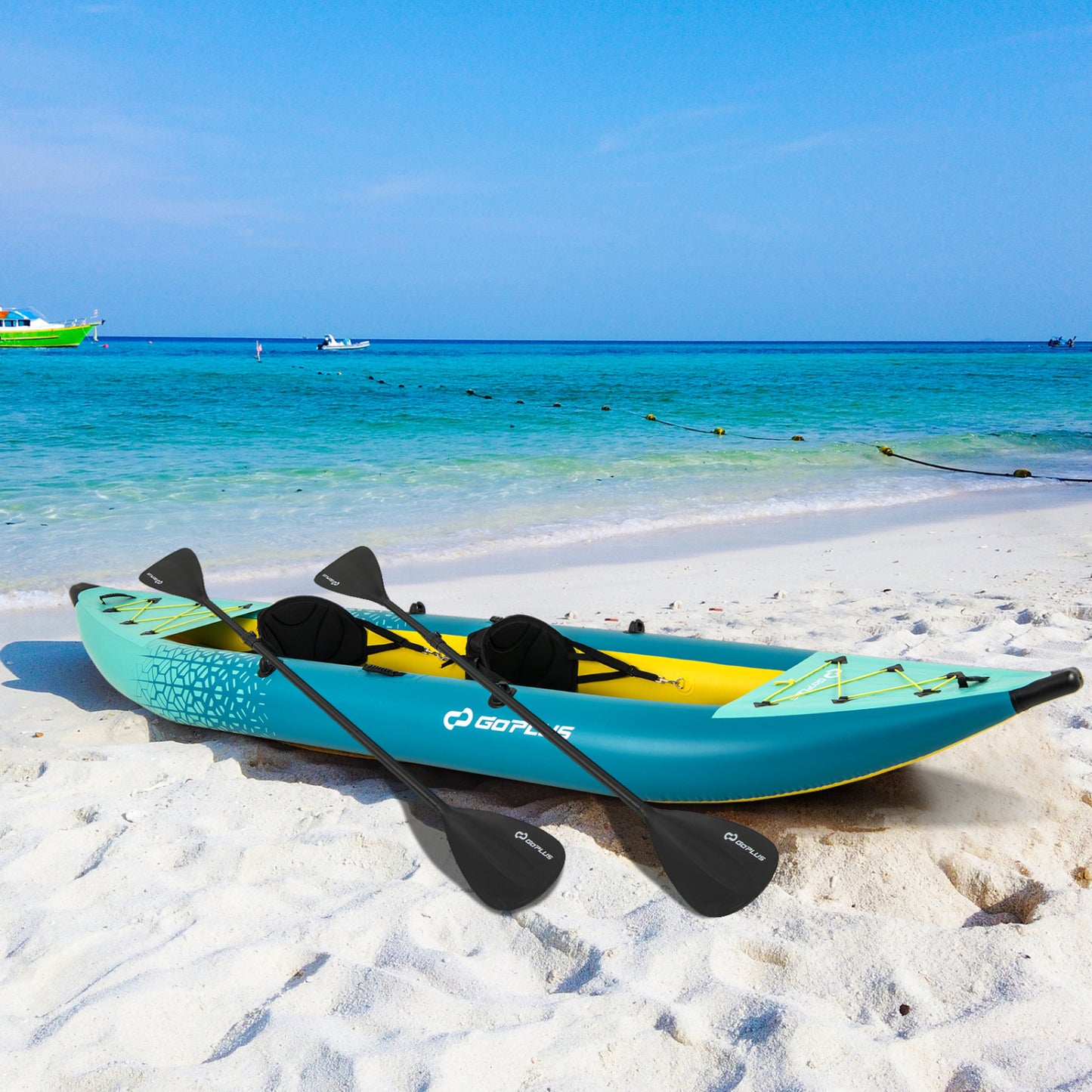 Inflatable 2-Person Kayak Set, With Aluminium Oars And Repair Kit, Green Surfing at Gallery Canada