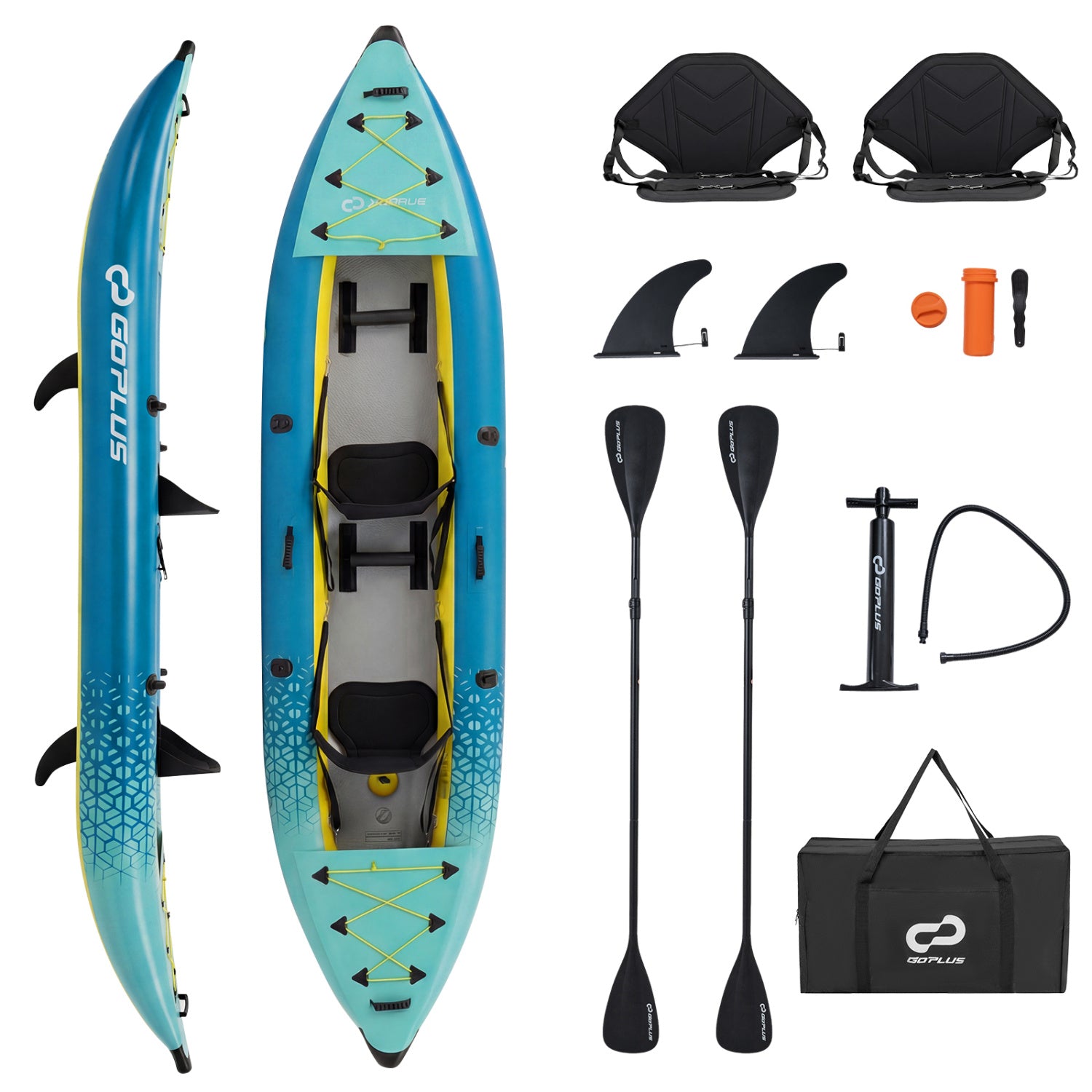 Inflatable 2-Person Kayak Set, With Aluminium Oars And Repair Kit, Green Surfing at Gallery Canada