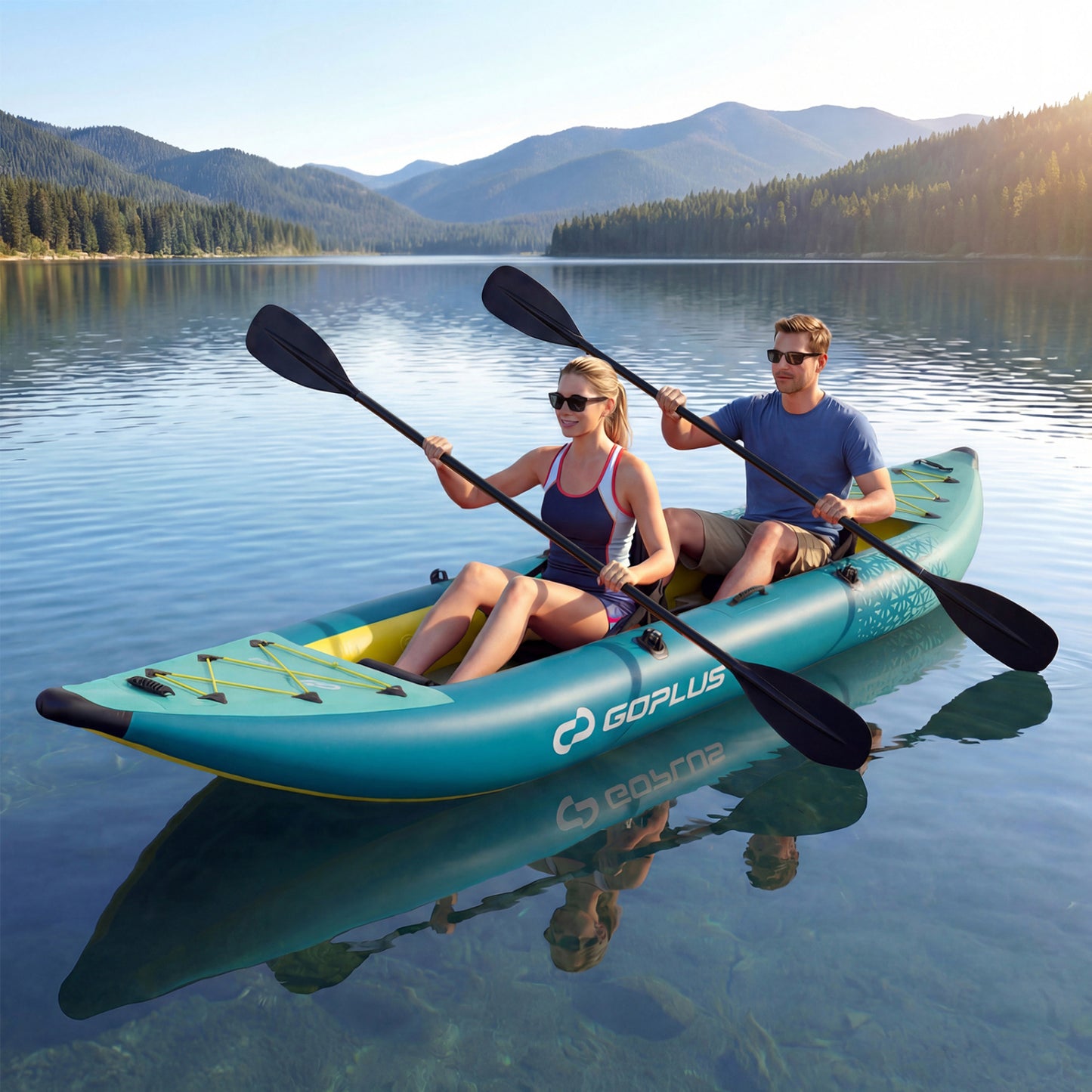 Inflatable 2-Person Kayak Set, With Aluminium Oars And Repair Kit, Green Surfing at Gallery Canada
