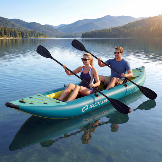 Inflatable 2-Person Kayak Set, With Aluminium Oars And Repair Kit, Green Surfing Green at Gallery Canada