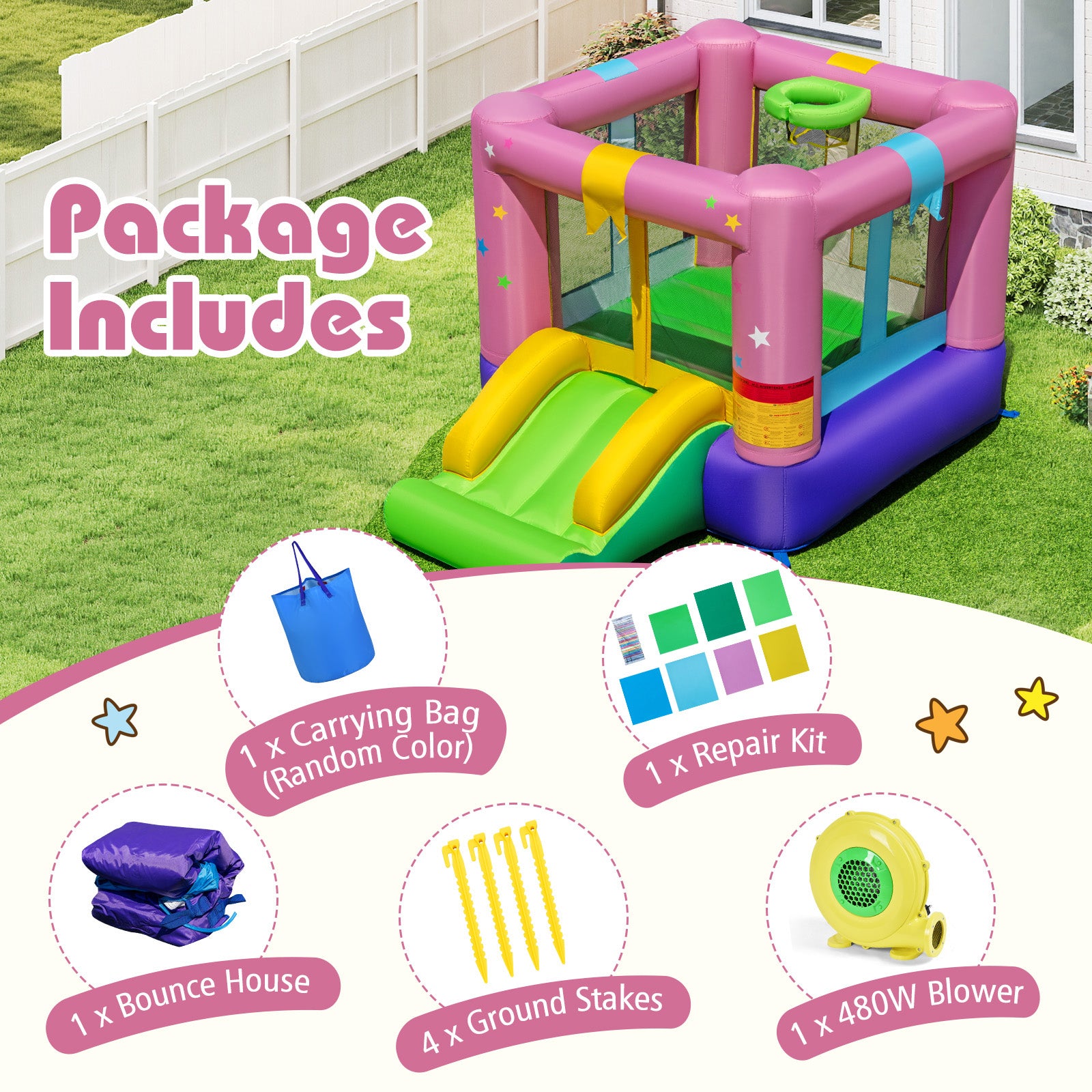 Inflatable Bounce House, 480W Blower, Carrying Bag Bounce House at Gallery Canada