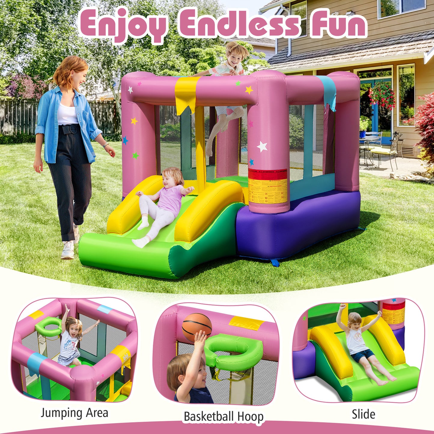 Inflatable Bounce House, 480W Blower, Carrying Bag Bounce House at Gallery Canada