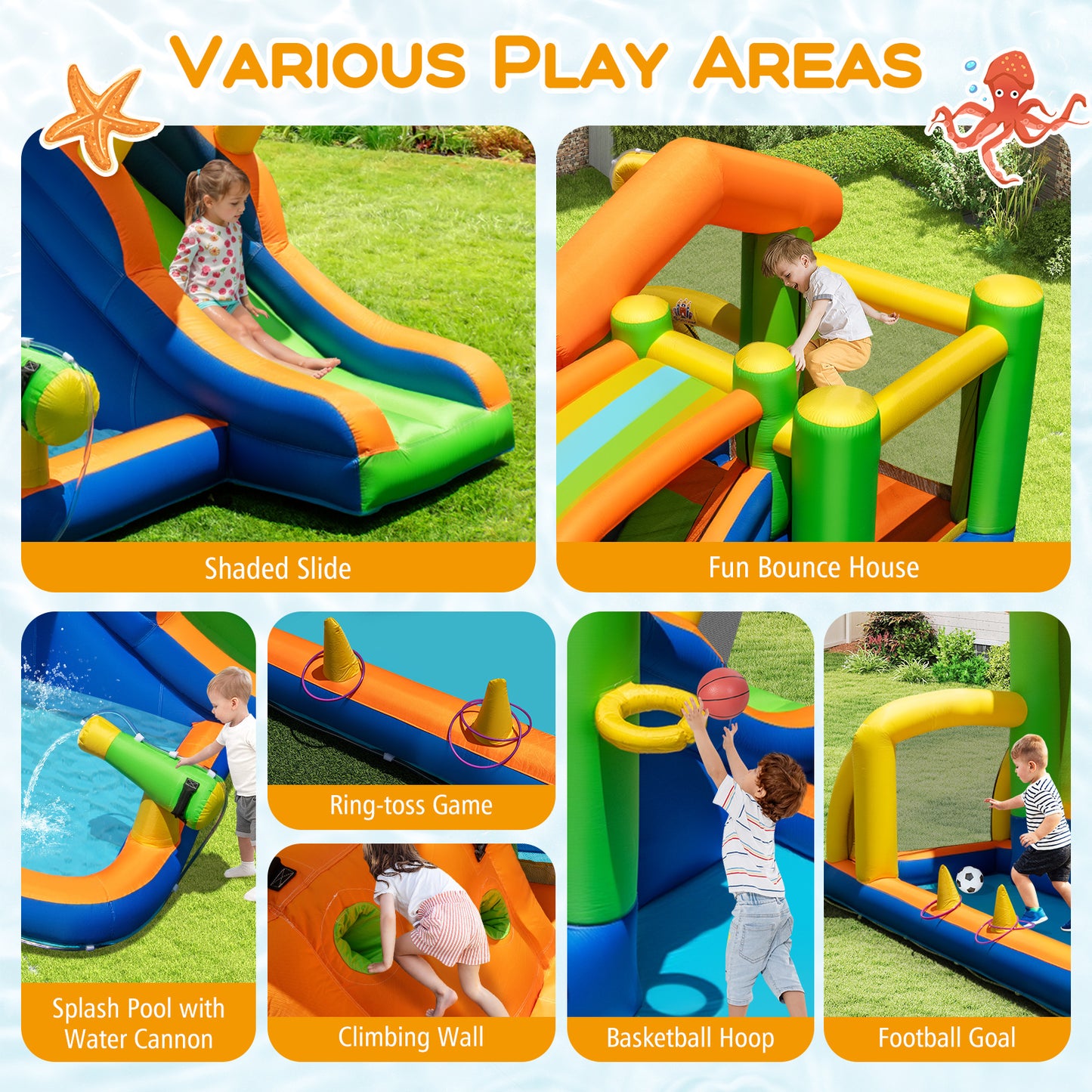 Inflatable Bounce House Water Park With Slide, 480W Blower Inflatable Water Slides at Gallery Canada