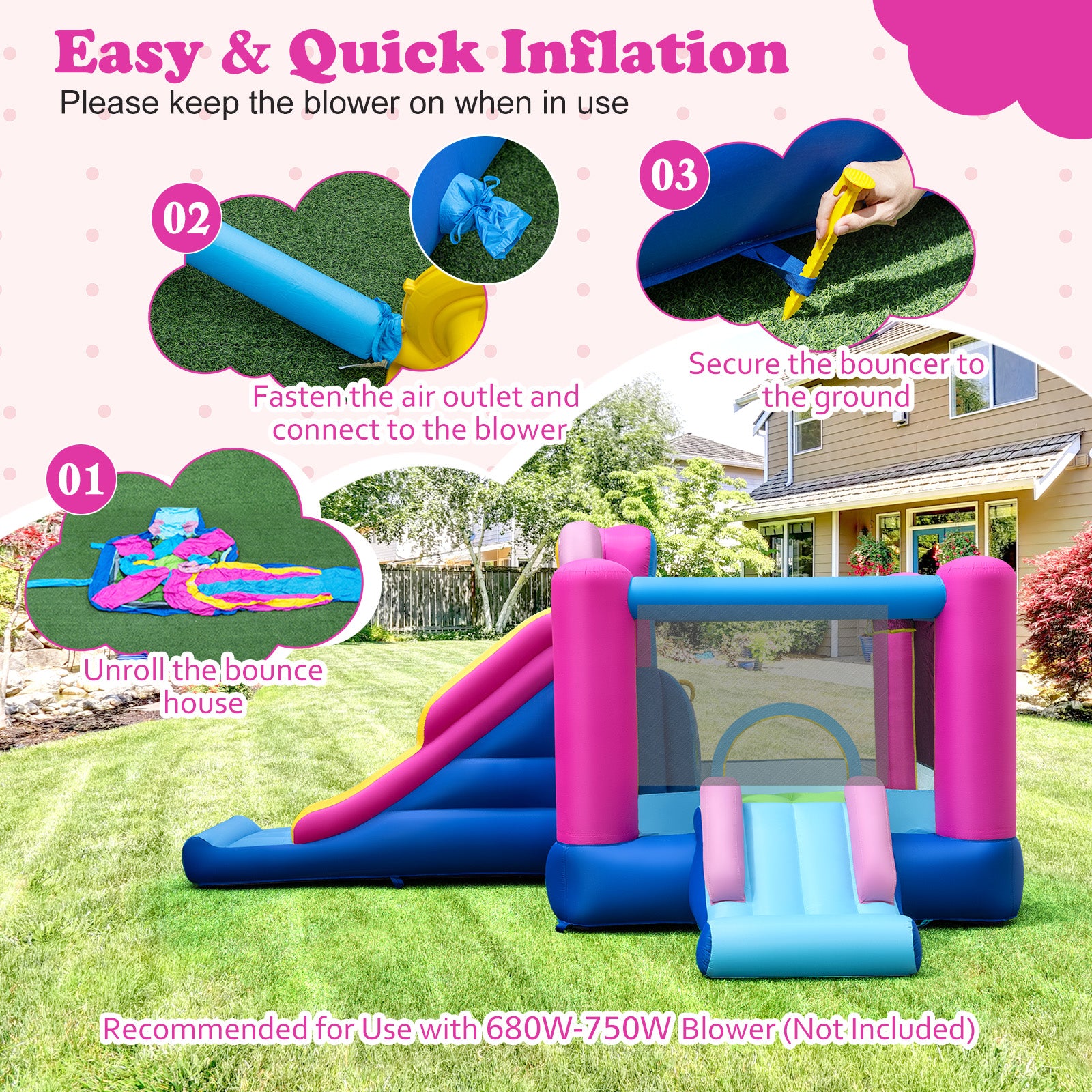 Inflatable Bounce House with Slides and Basketball Hoop (without Blower) Bounce House at Gallery Canada