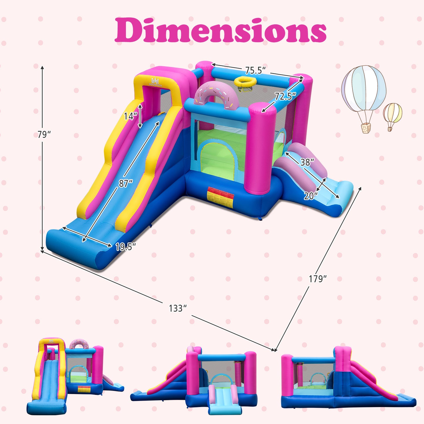 Inflatable Bounce House with Slides and Basketball Hoop (with 680W Blower) Bounce House at Gallery Canada