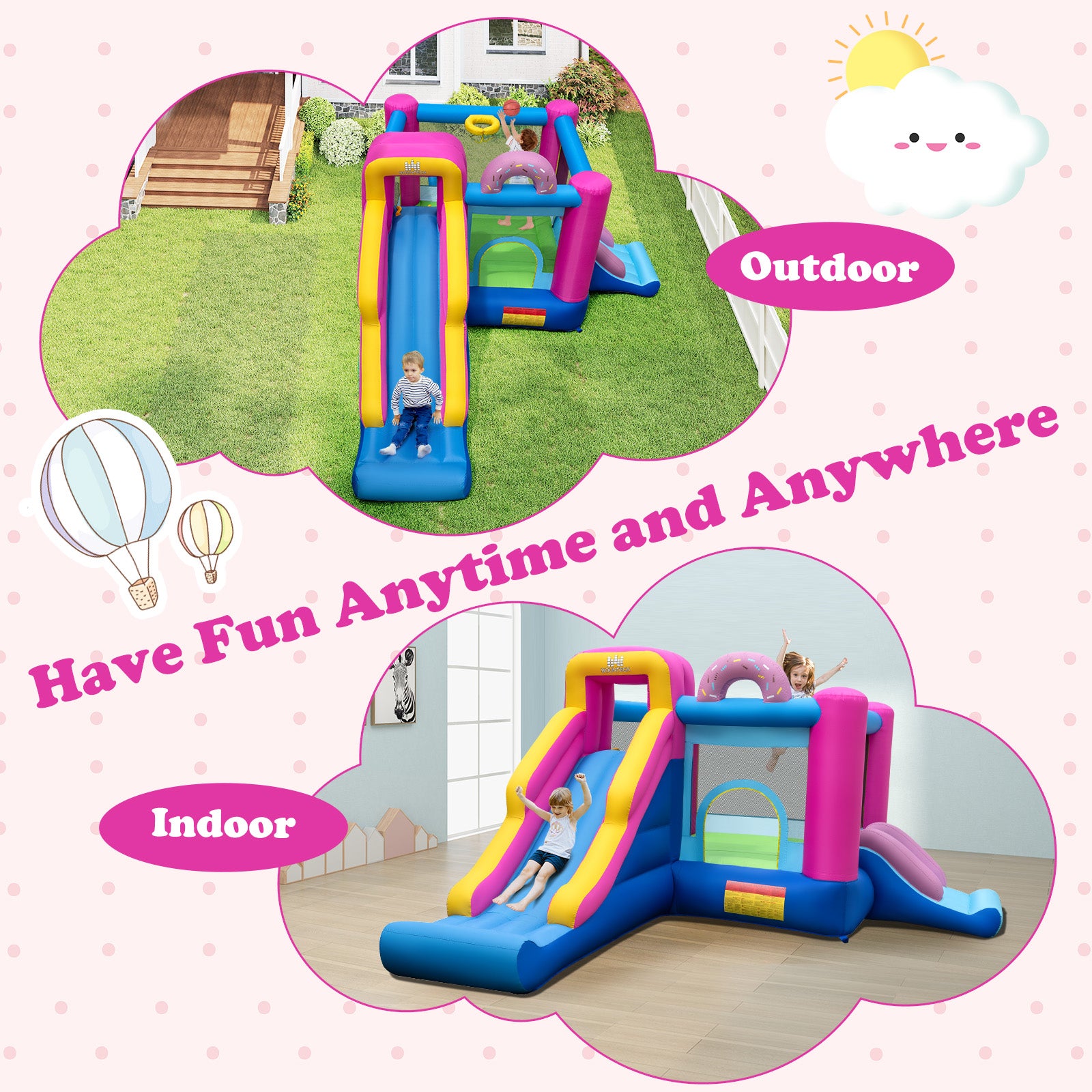Inflatable Bounce House with Slides and Basketball Hoop (with 750W Blower) Bounce House at Gallery Canada