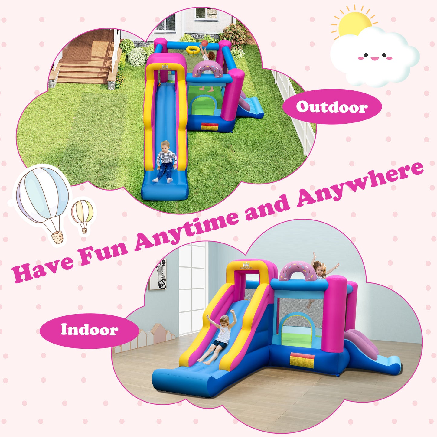 Inflatable Bounce House with Slides and Basketball Hoop (with 750W Blower) Bounce House at Gallery Canada