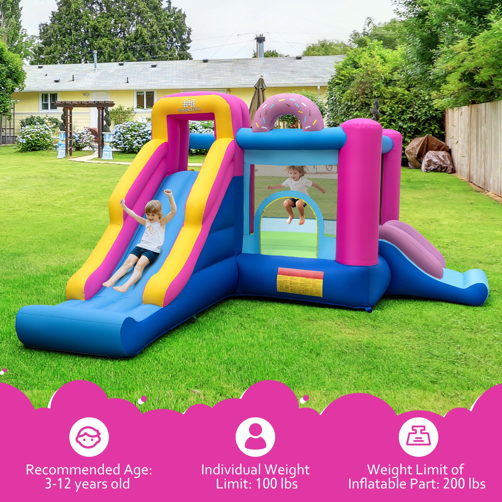 Inflatable Bounce House with Slides and Basketball Hoop (with 750W Blower) Bounce House at Gallery Canada