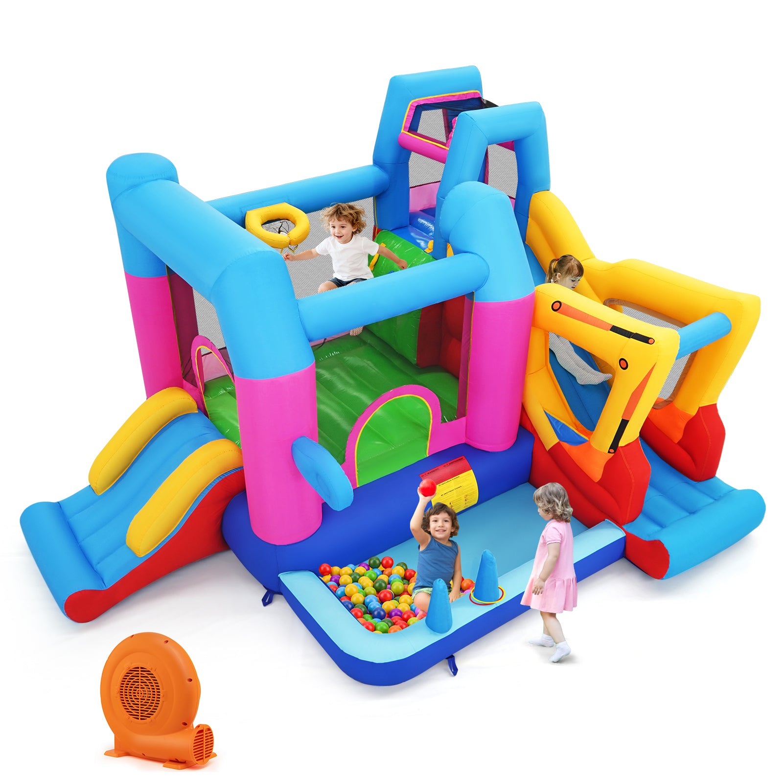 Inflatable Bounce House, 8-in-1 Excavator Kids Bouncer, 750W Blower Inflatable Water Slides at Gallery Canada